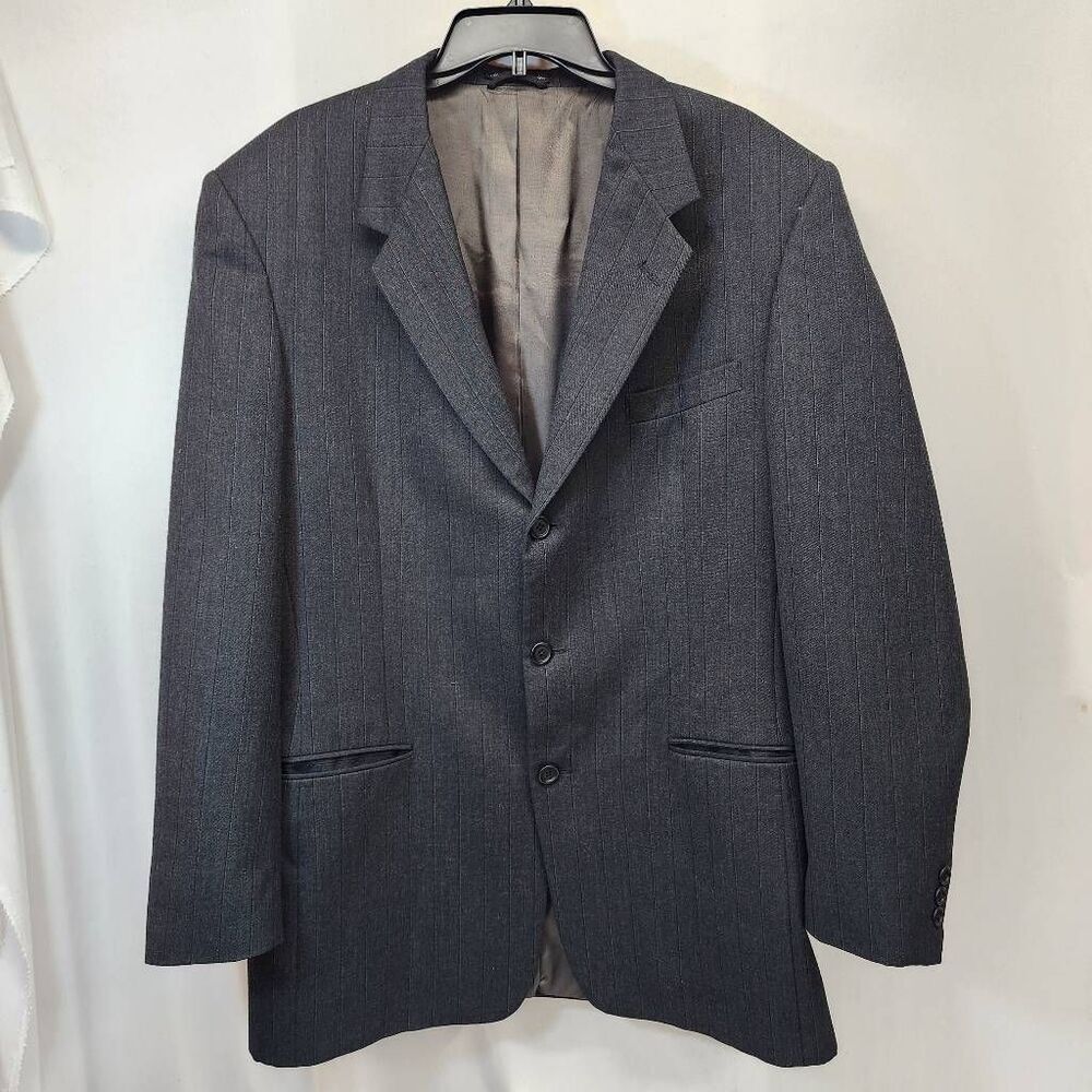 Nino Cerruti Mens Gray Pinstripe Wool Blazer Sport Coat Jacket Size 44R